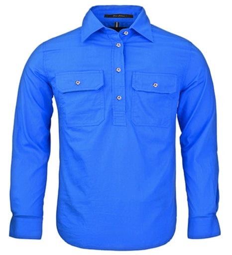 RiteMate Polos / Shirts Cobalt Blue / Y0 Kids Pilbara Closed Front L/S Shirt
