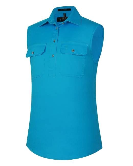 RiteMate Polos / Shirts Cornflower / 6 Pilbara Women's Closed Front Sleeveless Shirt
