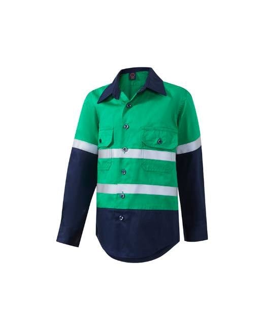 RiteMate Polos / Shirts Emerald/Navy / Y0 Kids 2 Tone Open Front Shirt with Tape