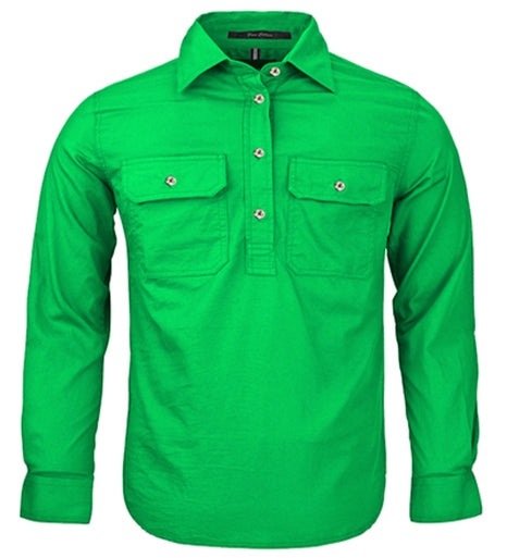 RiteMate Polos / Shirts Emerald / Y0 Kids Pilbara Closed Front L/S Shirt