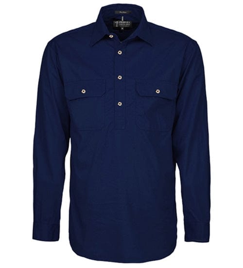 RiteMate Polos / Shirts French-Navy / XS Mens Pilbara Closed Front L/S Shirt