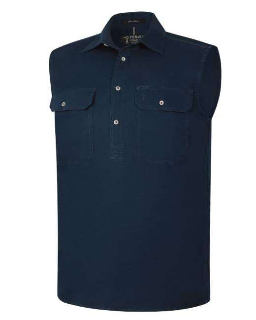 RiteMate Polos / Shirts French Navy / XS Pilbara Men's Closed Front Sleeveless Shirt