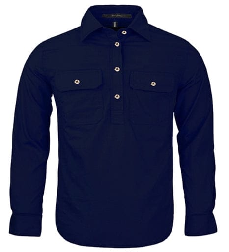 RiteMate Polos / Shirts French Navy / Y0 Kids Pilbara Closed Front L/S Shirt
