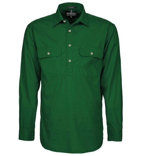 RiteMate Polos / Shirts Green / XS Mens Pilbara Closed Front L/S Shirt