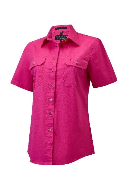 RiteMate Polos / Shirts Hot-Pink / 6 Women's Pilbara Open Front S/S Shirt