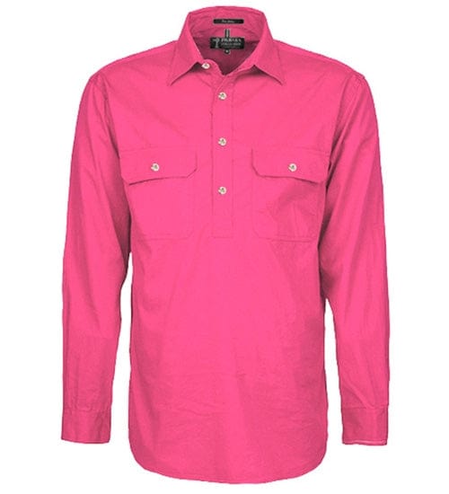 RiteMate Polos / Shirts Hot Pink / XS Mens Pilbara Closed Front L/S Shirt