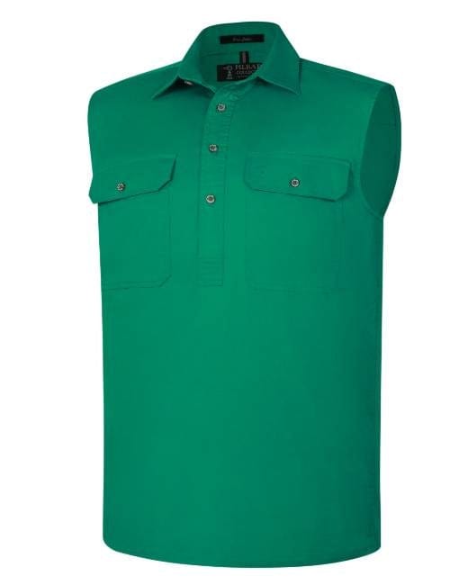 RiteMate Polos / Shirts Kelly Green / XS Pilbara Men's Closed Front Sleeveless Shirt