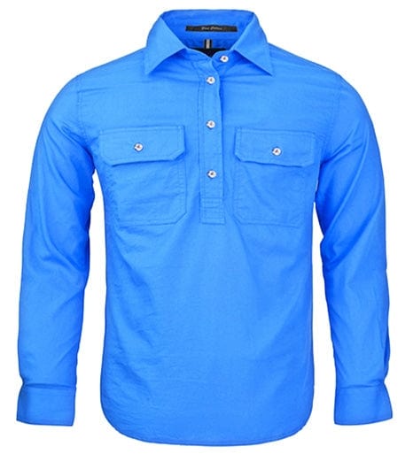 RiteMate Polos / Shirts Light Blue / Y0 Kids Pilbara Closed Front L/S Shirt