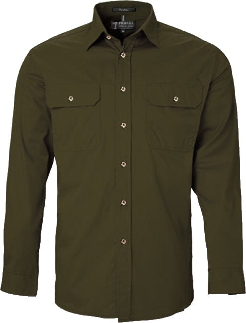 RiteMate Polos / Shirts Olive / XS Men's Pilbara Open Front L/S Shirt