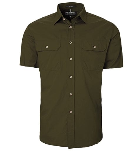 RiteMate Polos / Shirts Olive / XS Men's Pilbara Open Front S/S Shirt (2 of 2)