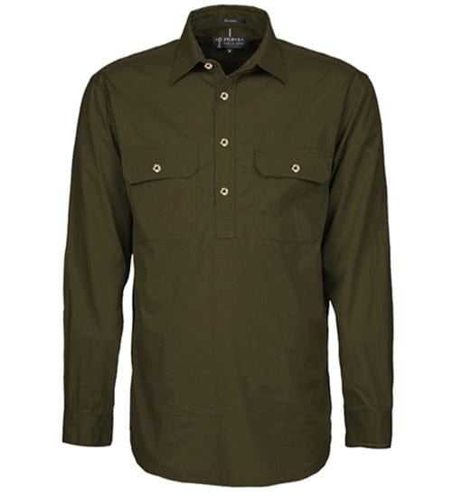 RiteMate Polos / Shirts Olive / XS Mens Pilbara Closed Front L/S Shirt