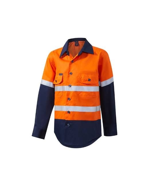 RiteMate Polos / Shirts Orange/Navy / Y0 Kids 2 Tone Open Front Shirt with Tape