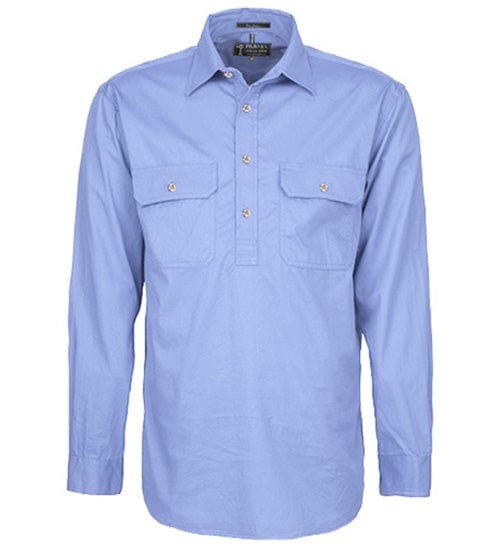 RiteMate Polos / Shirts Pale Blue / XS Mens Pilbara Closed Front L/S Shirt