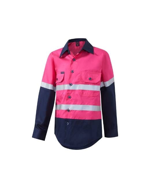 RiteMate Polos / Shirts Pink/Navy / Y0 Kids 2 Tone Open Front Shirt with Tape