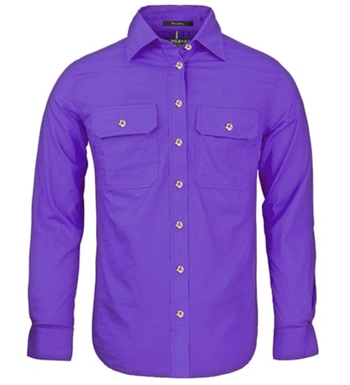 RiteMate Polos / Shirts Purple / 6 Women's Pilbara Open Front L/S Shirt