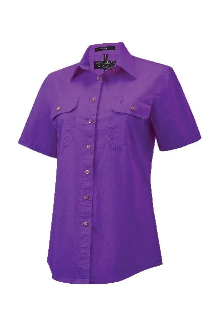 RiteMate Polos / Shirts Purple / 6 Women's Pilbara Open Front S/S Shirt