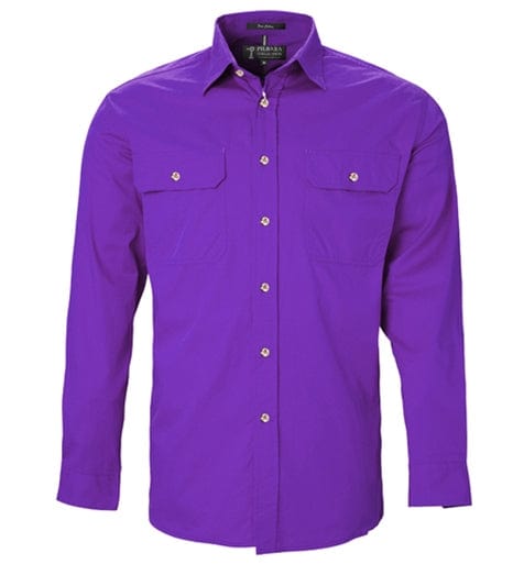 RiteMate Polos / Shirts Purple / XS Men's Pilbara Open Front L/S Shirt
