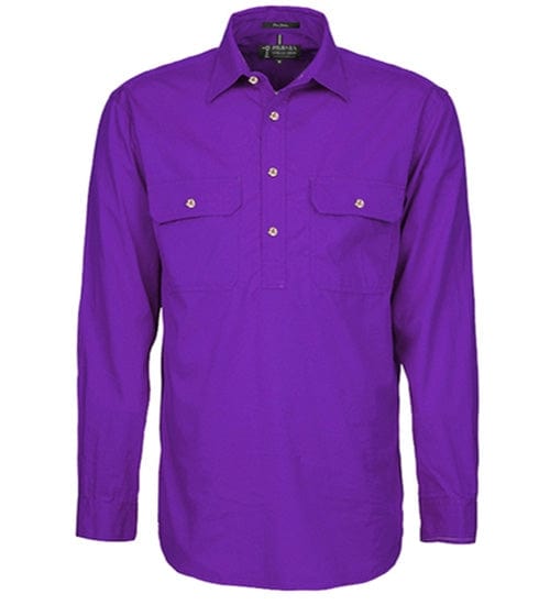 RiteMate Polos / Shirts Purple / XS Mens Pilbara Closed Front L/S Shirt