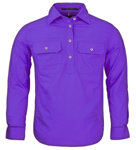 RiteMate Polos / Shirts Purple / Y0 Kids Pilbara Closed Front L/S Shirt