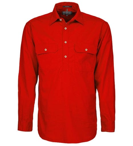 RiteMate Polos / Shirts Red / XS Men's Pilbara Heavy Weight Closed Front L/S Shirt