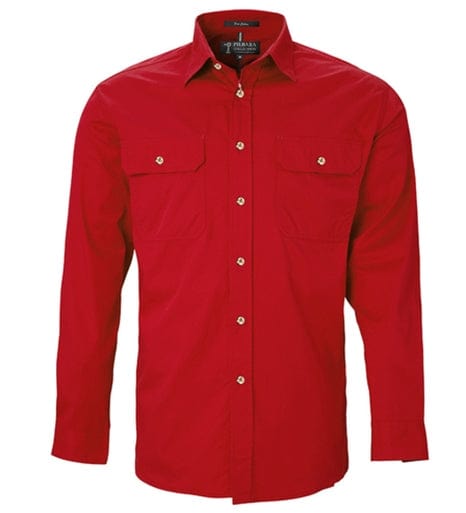 RiteMate Polos / Shirts Red / XS Men's Pilbara Open Front L/S Shirt