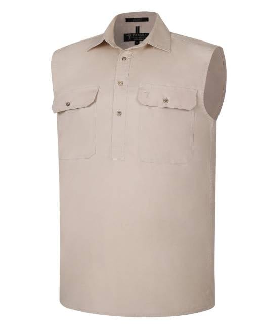 RiteMate Polos / Shirts Stone / XS Pilbara Men's Closed Front Sleeveless Shirt