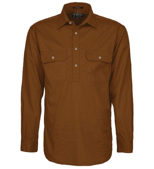 RiteMate Polos / Shirts Terracotta / XS Mens Pilbara Closed Front L/S Shirt