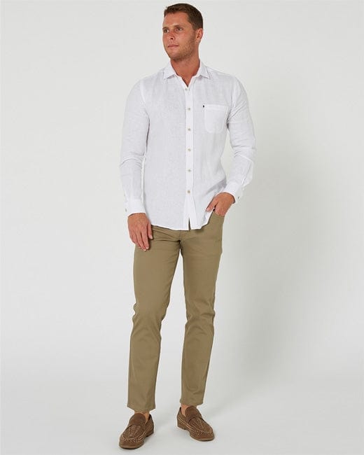 RiteMate Polos / Shirts White / XS Pilbara Men's Linen L/S Shirt