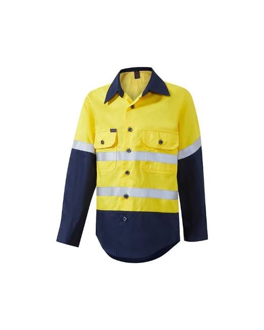RiteMate Polos / Shirts Yellow/Navy / Y0 Kids 2 Tone Open Front Shirt with Tape