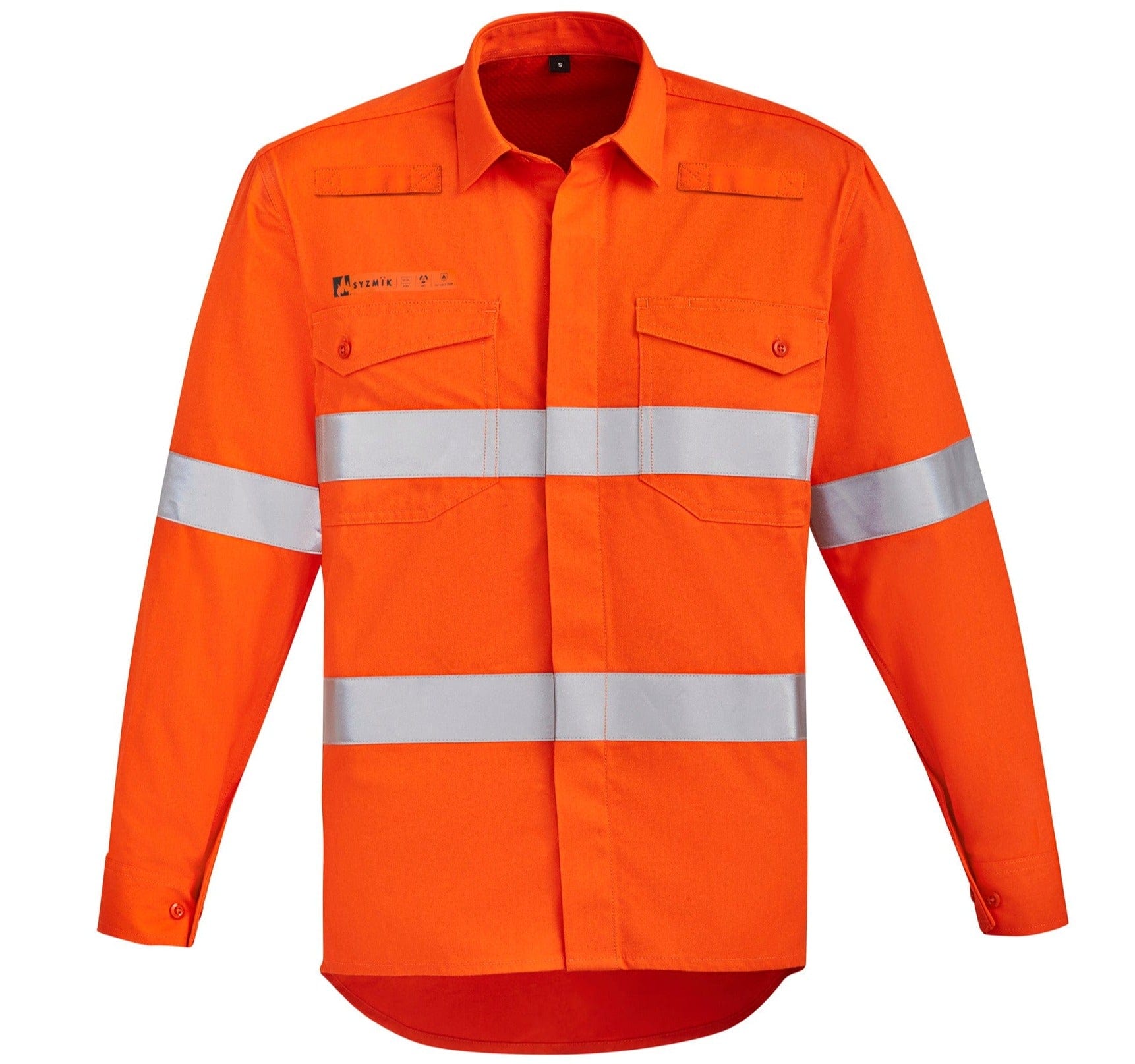 Syzmik Polos / Shirts Orange / 2XS Syzmik Men's Orange Flame HRC 2 Hoop Taped Open Front Spliced Shirt