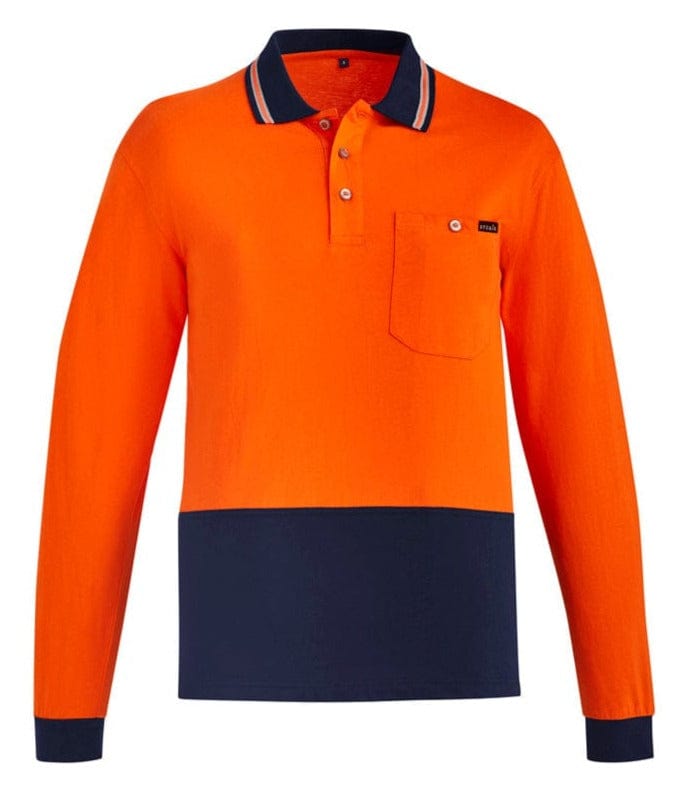 Syzmik Polos / Shirts Orange/Navy / 2XS Syzmik Men's Hi Vis Cotton Long Sleeve Polo