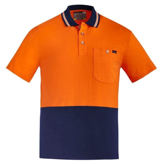 Syzmik Polos / Shirts Orange/Navy / 2XS Syzmik Men's Hi Vis Cotton Short Sleeve Polo