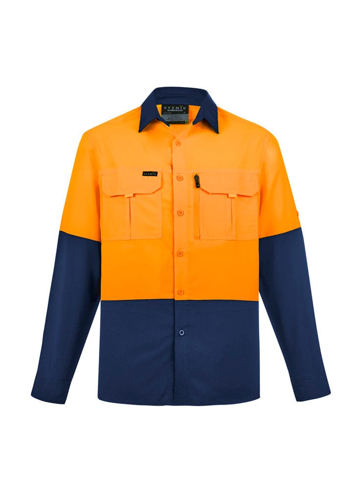 Syzmik Polos / Shirts Orange/Navy / 2XS Syzmik Men's Hi Vis Outdoor L/S Shirt