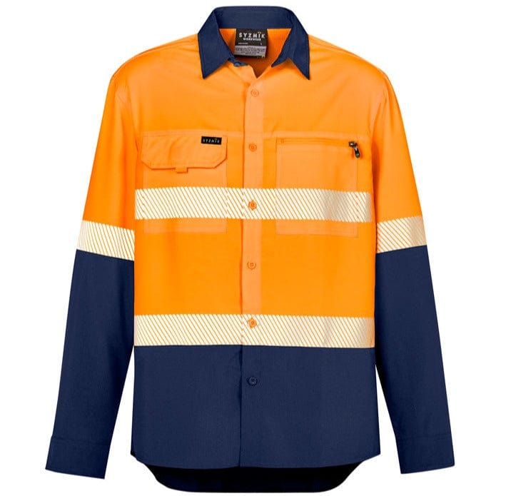 Syzmik Polos / Shirts Orange/Navy / 2XS Syzmik Men's Hi Vis Outdoor Segmented Tape L/S Shirt