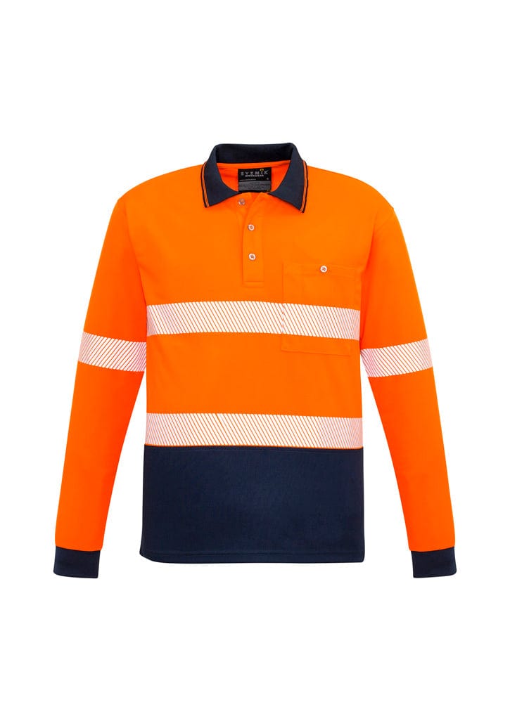 Syzmik Polos / Shirts Orange/Navy / 2XS Syzmik Unisex Hi Vis Segmented L/S Polo - Hoop Taped