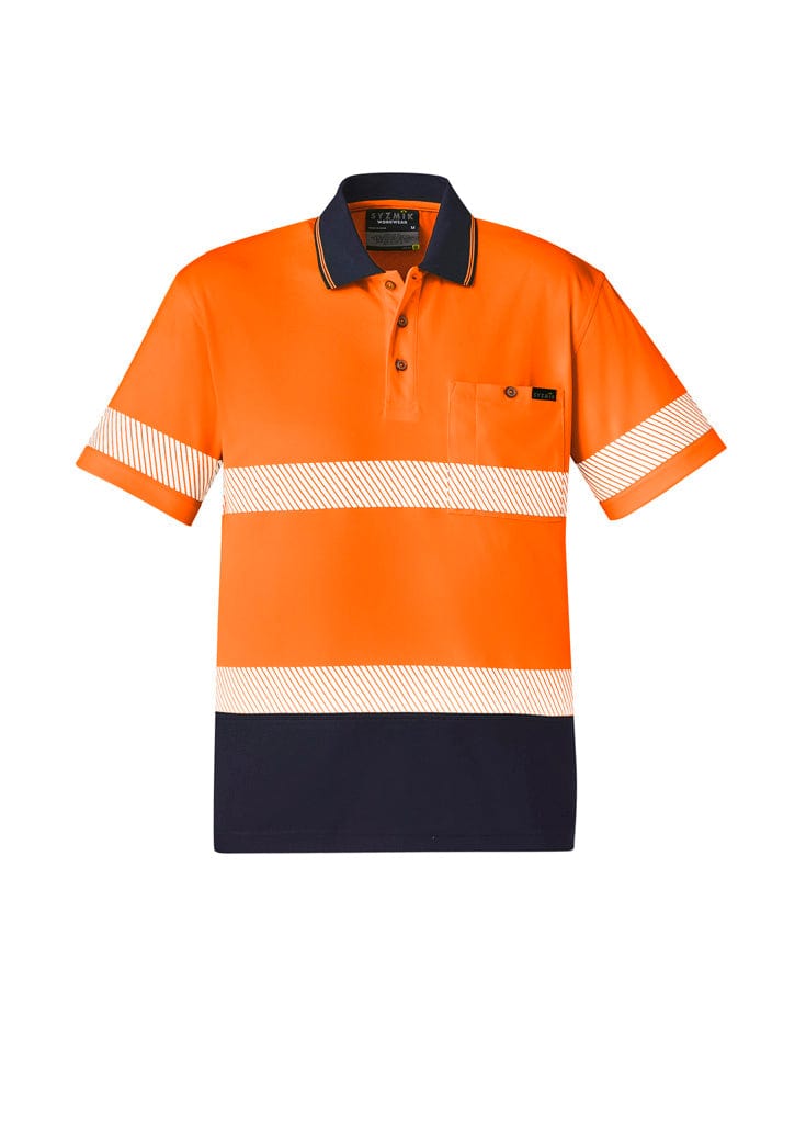 Syzmik Polos / Shirts Orange/Navy / 2XS Syzmik Unisex Hi Vis Segmented S/S Polo - Hoop Taped