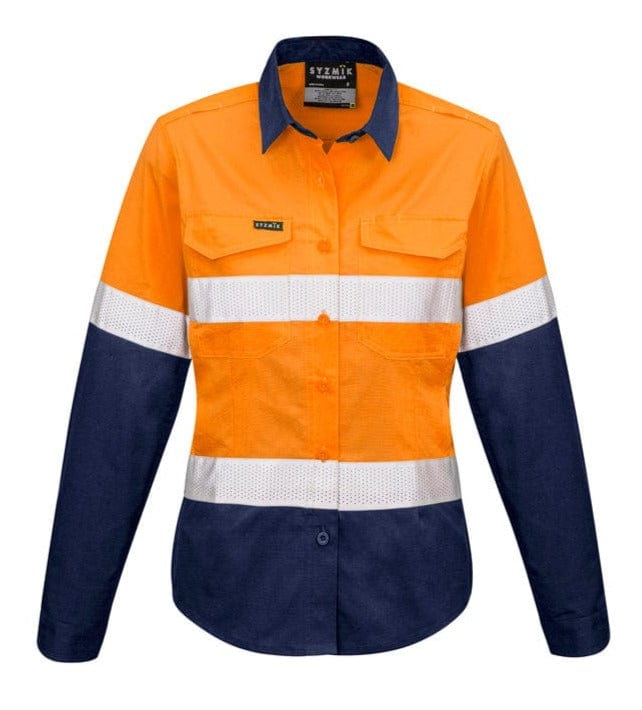 Syzmik Polos / Shirts Orange/Navy / 8 Syzmik Women's Rugged Cooling Taped Hi Vis Spliced Shirt