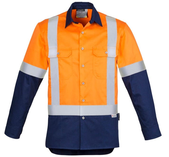 Syzmik Polos / Shirts Orange/Navy / S Syzmik Men's Hi Vis Spliced Industrial Shirt - Shoulder Taped