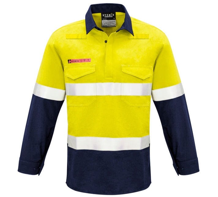 Syzmik Polos / Shirts Yellow/Navy / 2XS Syzmik Men's FR Closed Front Hooped Taped Spliced Shirt