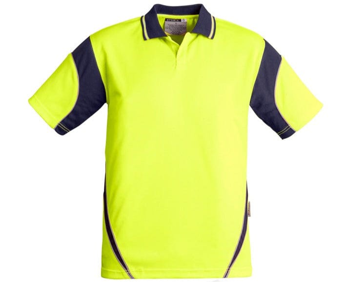 Syzmik Polos / Shirts Yellow/Navy / 2XS Syzmik Men's Hi Vis Short Sleeve Aztec Polo