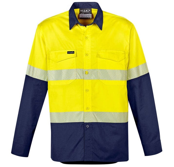 Syzmik Polos / Shirts Yellow/Navy / 2XS Syzmik Men's Rugged Cooling Hi Vis Segmented Tape L/S Shirt