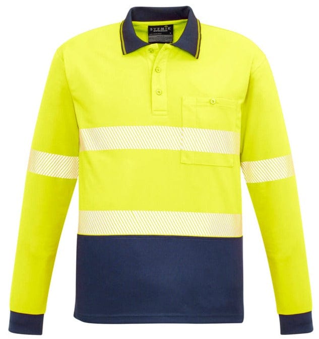 Syzmik Polos / Shirts Yellow/Navy / 2XS Syzmik Unisex Hi Vis Segmented L/S Polo - Hoop Taped