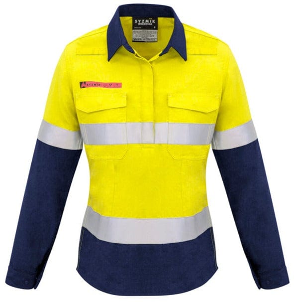 Syzmik Polos / Shirts Yellow/Navy / 8 Syzmik Women's FR Closed Front Hooped Taped Spliced Shirt