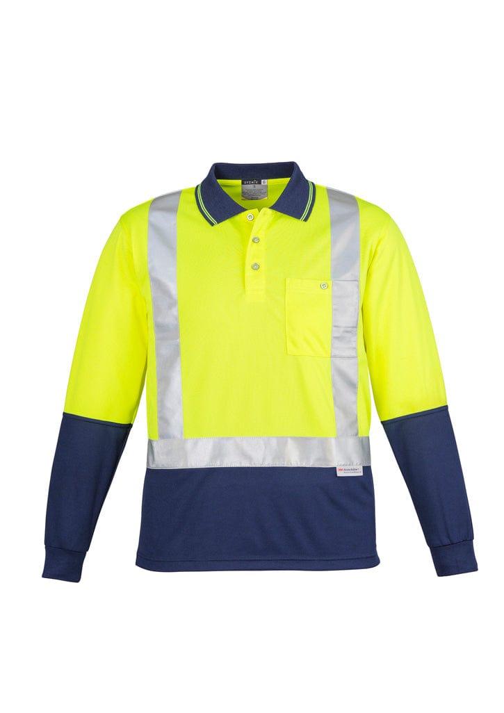 Syzmik Polos / Shirts Yellow/Navy / S Syzmik Men's Hi Vis Spliced Polo - Long Sleeve Shoulder Taped