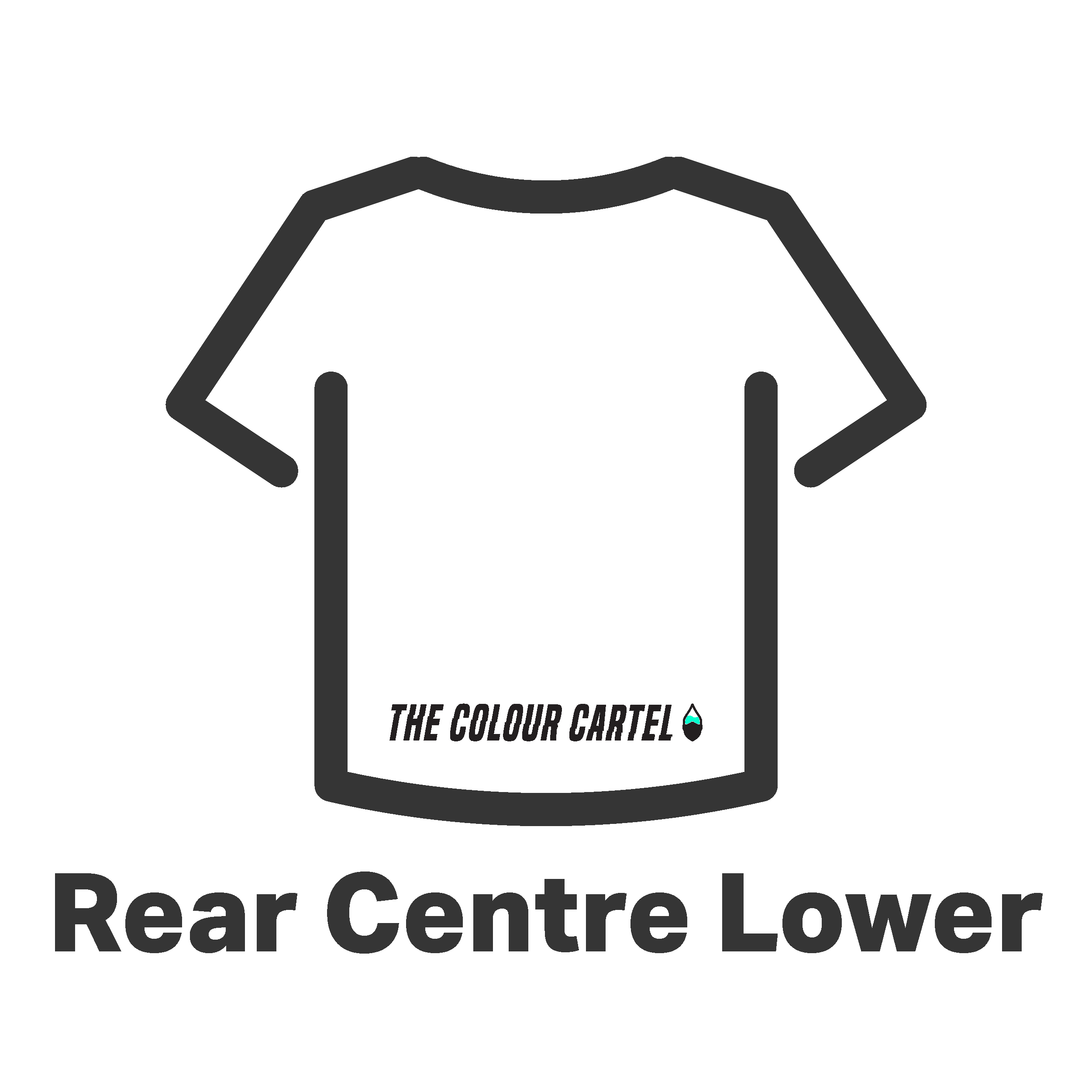 The Colour Cartel Print Position T-Shirt Rear Centre Lower EMB