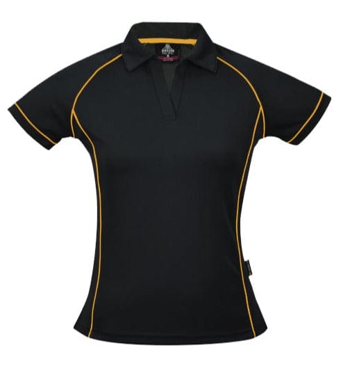 Aussie Pacific Polos / Shirts Black/Gold / 6 Aussie Pacific Endeavour Ladies Polo