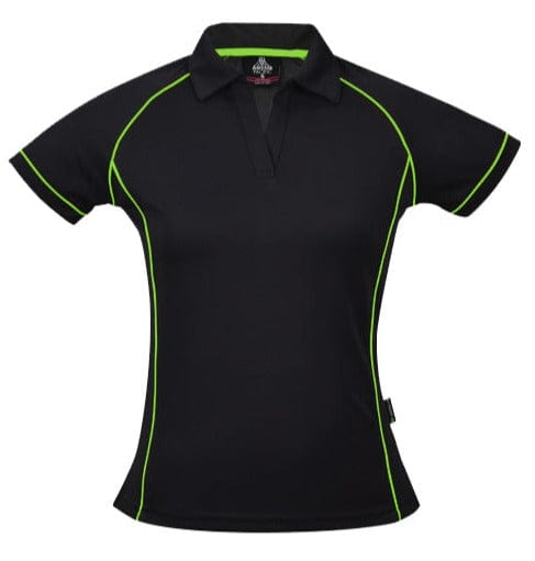 Aussie Pacific Polos / Shirts Black/Green / 6 Aussie Pacific Endeavour Ladies Polo