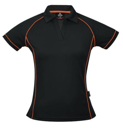 Aussie Pacific Polos / Shirts Black/Orange / 6 Aussie Pacific Endeavour Ladies Polo