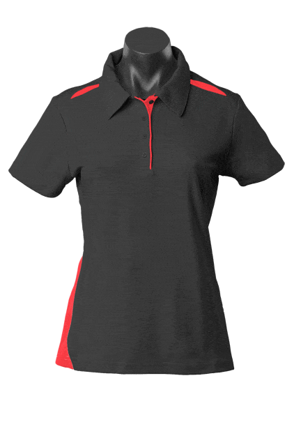 Aussie Pacific Polos / Shirts Black/Red / 6 Aussie Pacific Paterson Ladies Polo