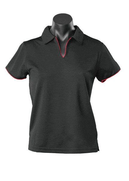 Aussie Pacific Polos / Shirts Black/Red / 8 Aussie Pacific Yarra Ladies Polo